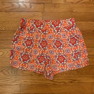 Orange Patterned Flowy Shorts